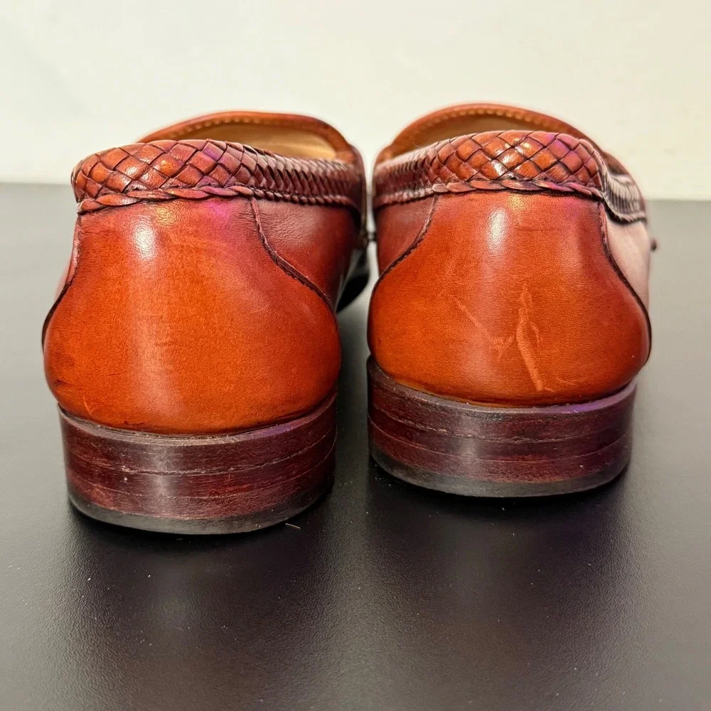 Allen Edmonds Maxfield Tassel Loafers Mens 7 D Woven Braided Leather 47716